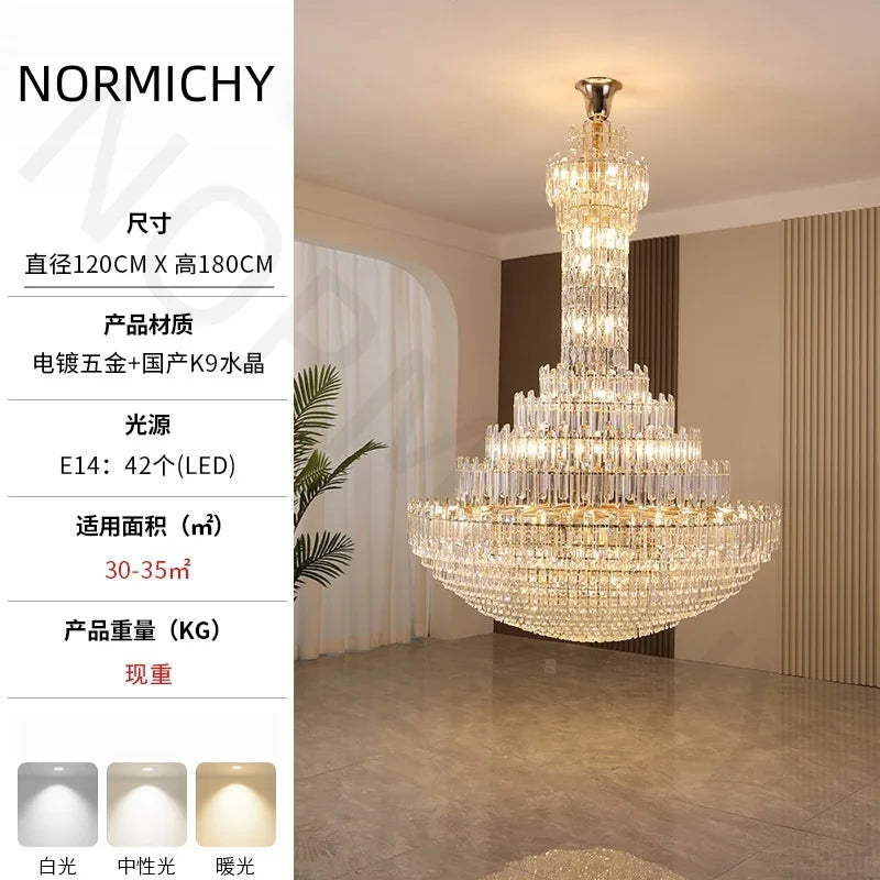 lustre cristal doré suspension salon hall lumière classique 20 sources 90v 260v