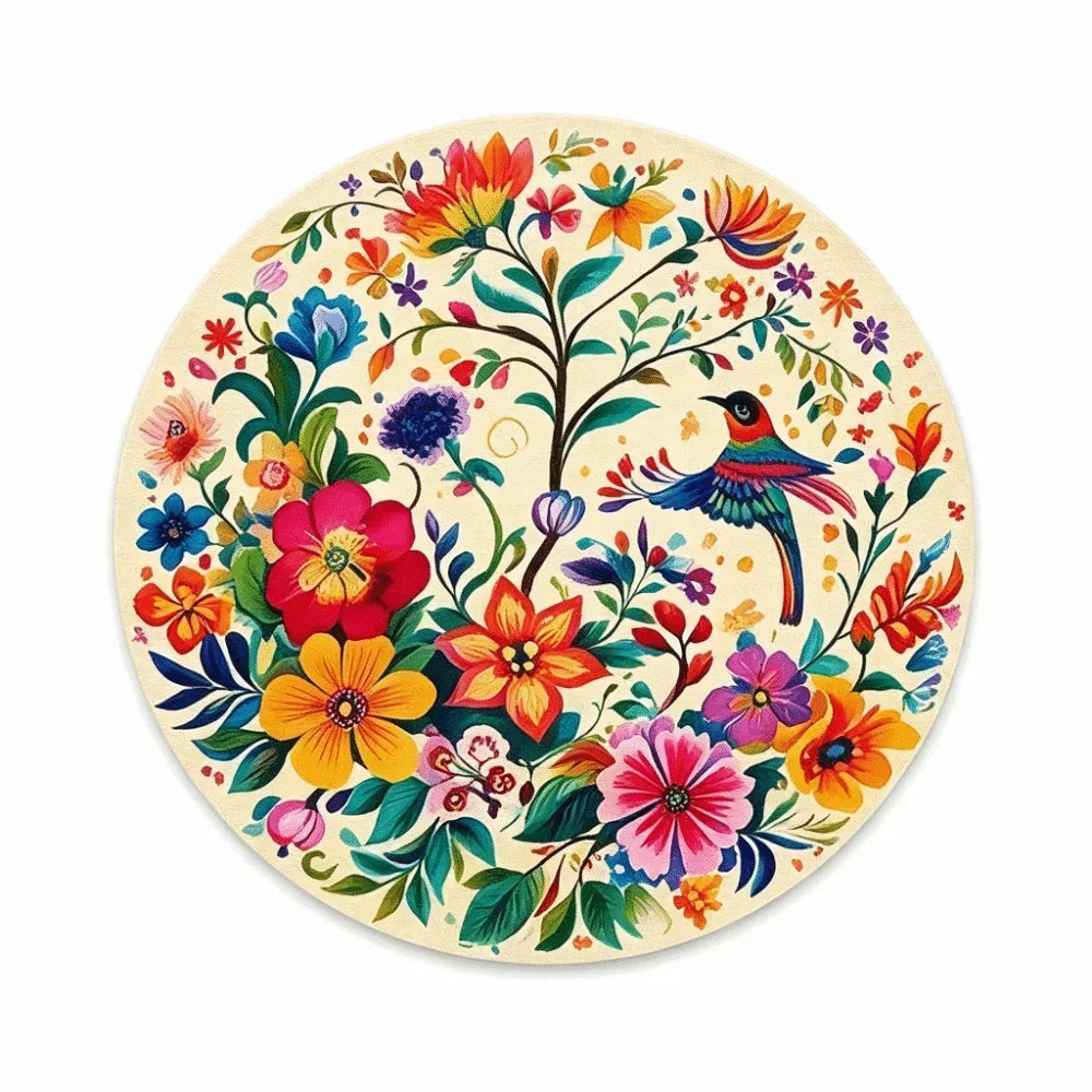 placemat classique floral oiseaux vert beige rose blanc 35cm 35cm