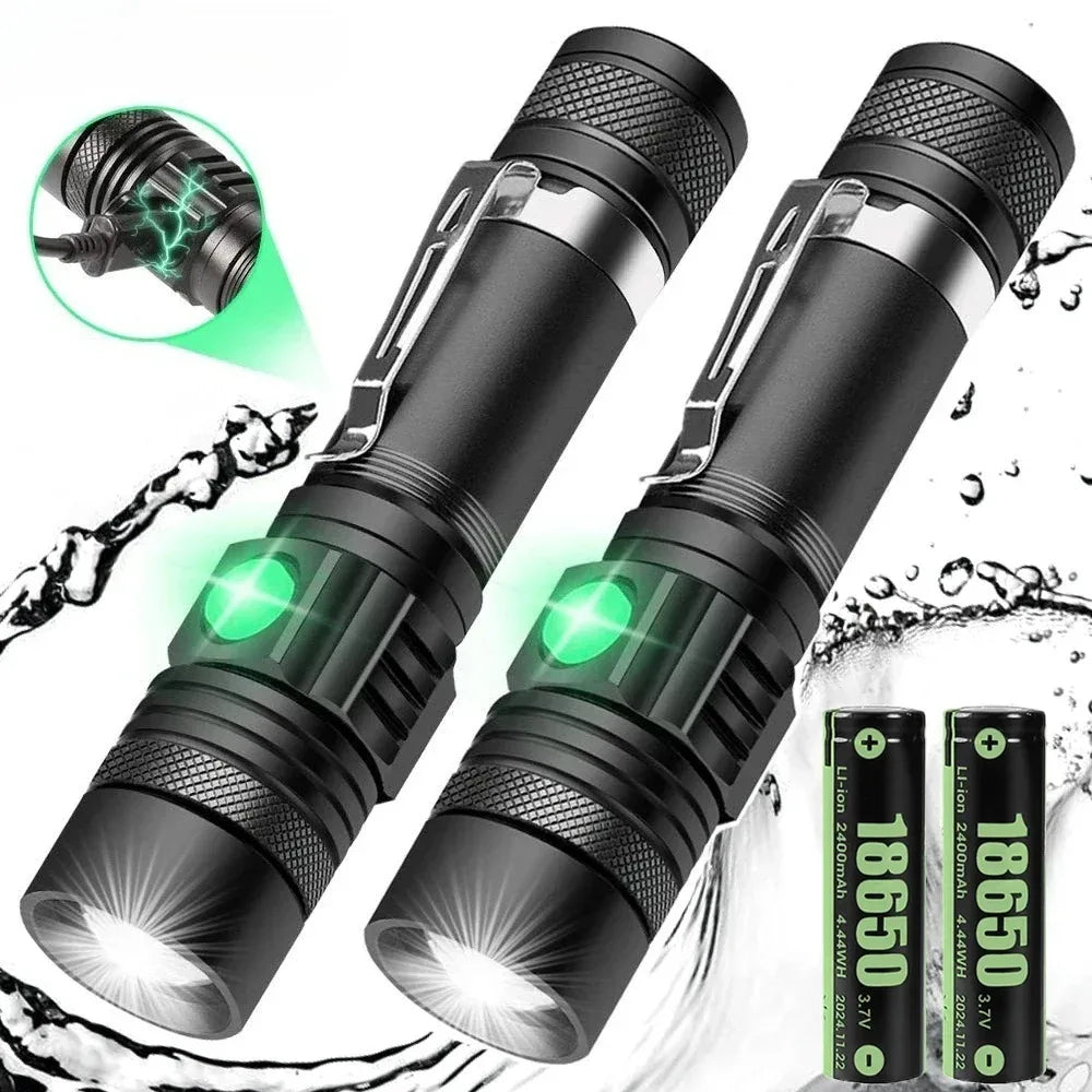 torches led rechargeables tactiques zoom ip65 camping outdoor deux pièces