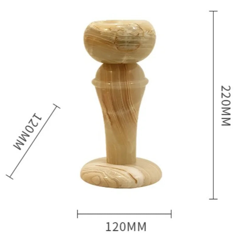 supports bougie jade moderne marbré marron clair beige élégants décoration maison