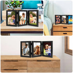 cadre photo pliable triple verre transparent charnières modernes noir bois clair minimaliste