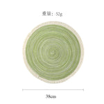 lot sets table ronds coton tressé vert gris beige motif spirale