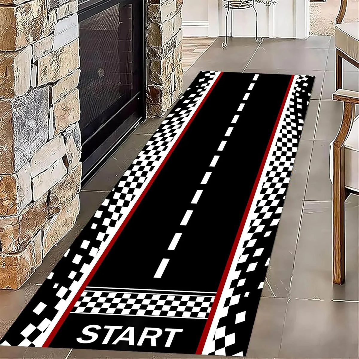tapis sol motif route couleur noire blanche rouge jaune bleue moderne entrée chambre prièreextérieur