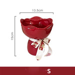 vase céramique moderne rouge vert rose décoratif ruban fleurs artificielles
