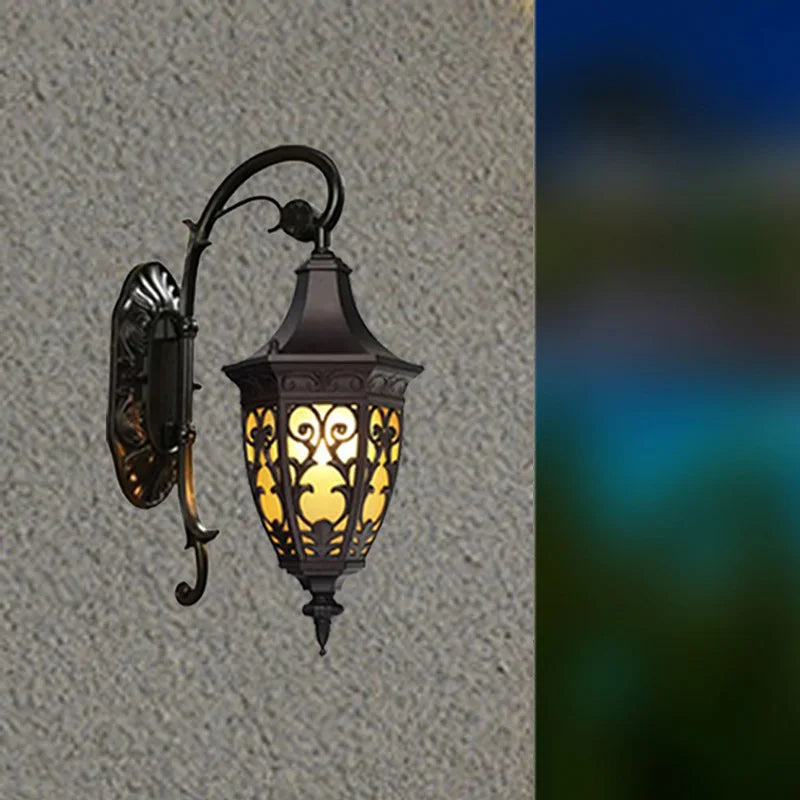 lampe murale classique ornée motifs floraux fixation noir ip65 ledextérieur résistante mưa