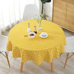 nappe table ronde motif géométrique moderne jaune gris bleu vert blanc décoration maison