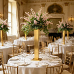 supports décoratifs métal or modernes centres tables mariage fêtes élégants minimalistes
