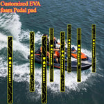 pad pédale personnalisé noir jaune logo kawasaki motifs géométriques sportif antidérapant surf thuyềnvangstakmat