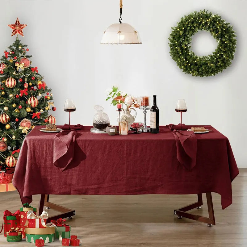 nappe table imperméable polyester usage extérieur mariage fête noël vert olive rouge bordeaux