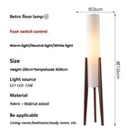 lampe sol moderne toile lin blanc bois foncé LED éclairage intérieur haut bas