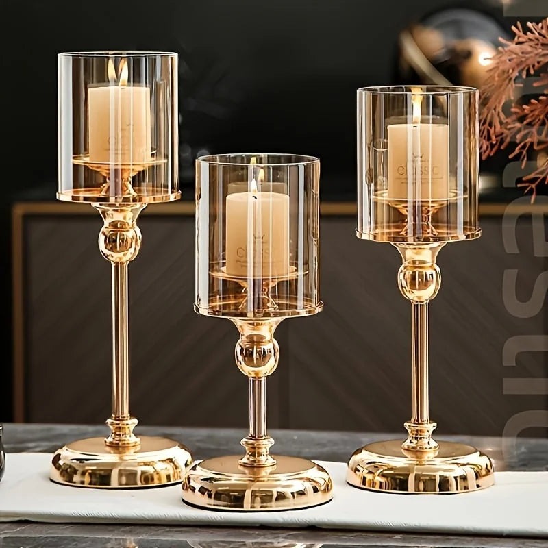 bougeoirs or transparents classiques supports bougies mariage fêtes tables