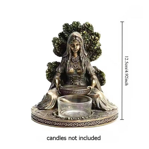 statue cernunnos bronze relief floral artisanale antique support bougie décoration intérieure nordique celte dieu