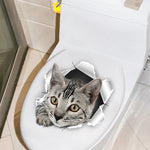 sticker mural 3d chaton orange gris opale adhésif salle bain décoration animaux