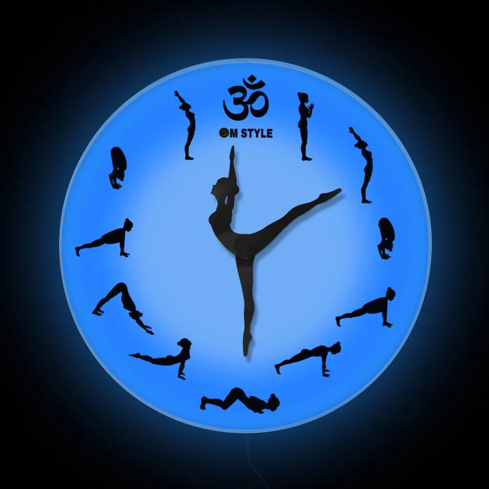 Horloge murale yoga salutation au soleil couleur multicolore