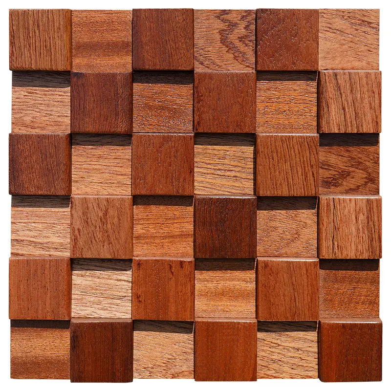 panneau décoratif mural bois motif géométrique moderne adhésif 3d 30cm 30cm nuancé marron