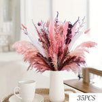 bouquet plumes graminées fleurs séchées blanc rose boho décoration intérieure anniversaire mariage