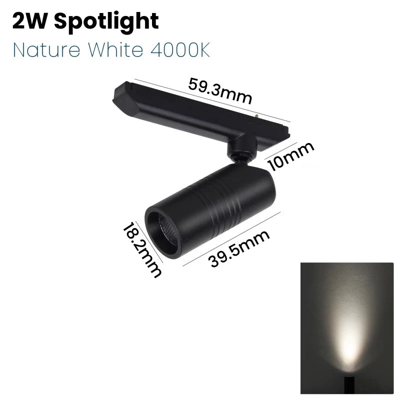 projecteur led noir moderne aimanté rail 12v 2w 2000lm industrial