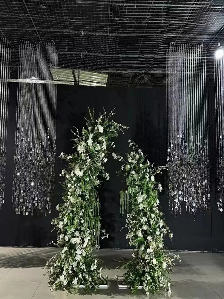 rideau argenté moderne élégant mariage banquet scintillant 1.5m 2m 2.5m 3m