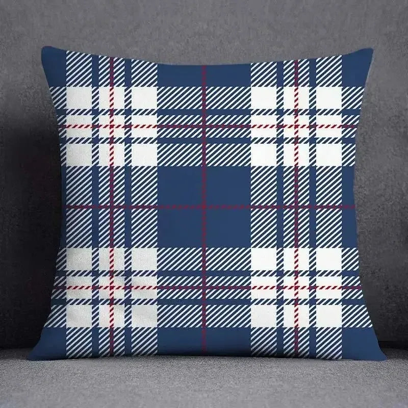 taies d'oreiller géométriques polyester bleu gris moderne maison 45x45cm non toxique respectueux environnement