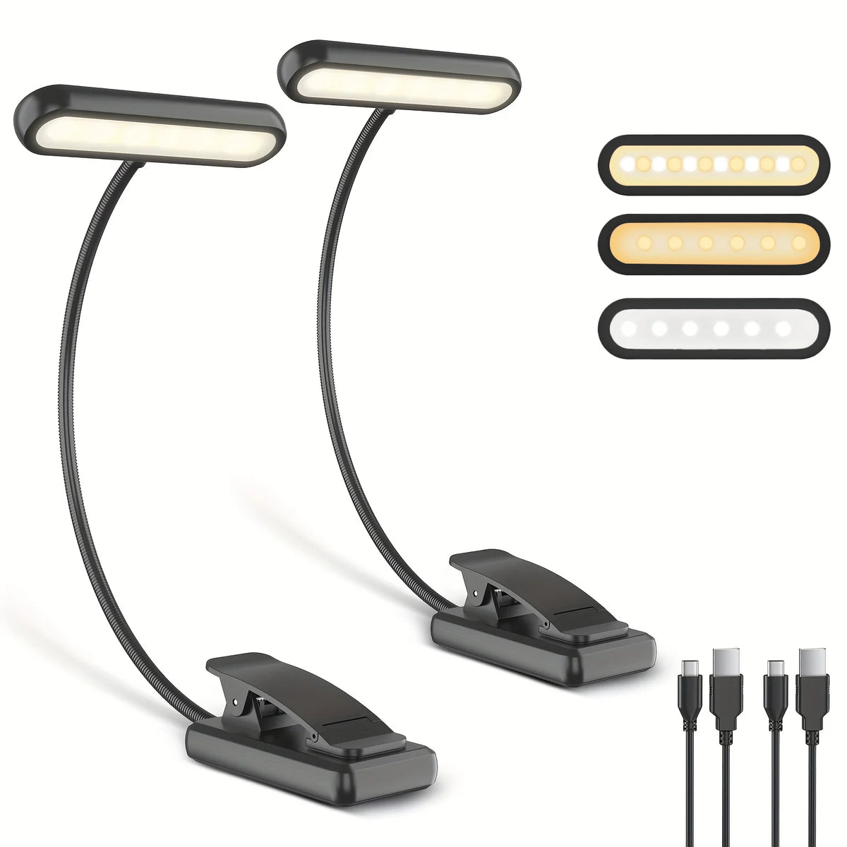 lampe lecture rechargeable led pinces moderne noir cable usb
