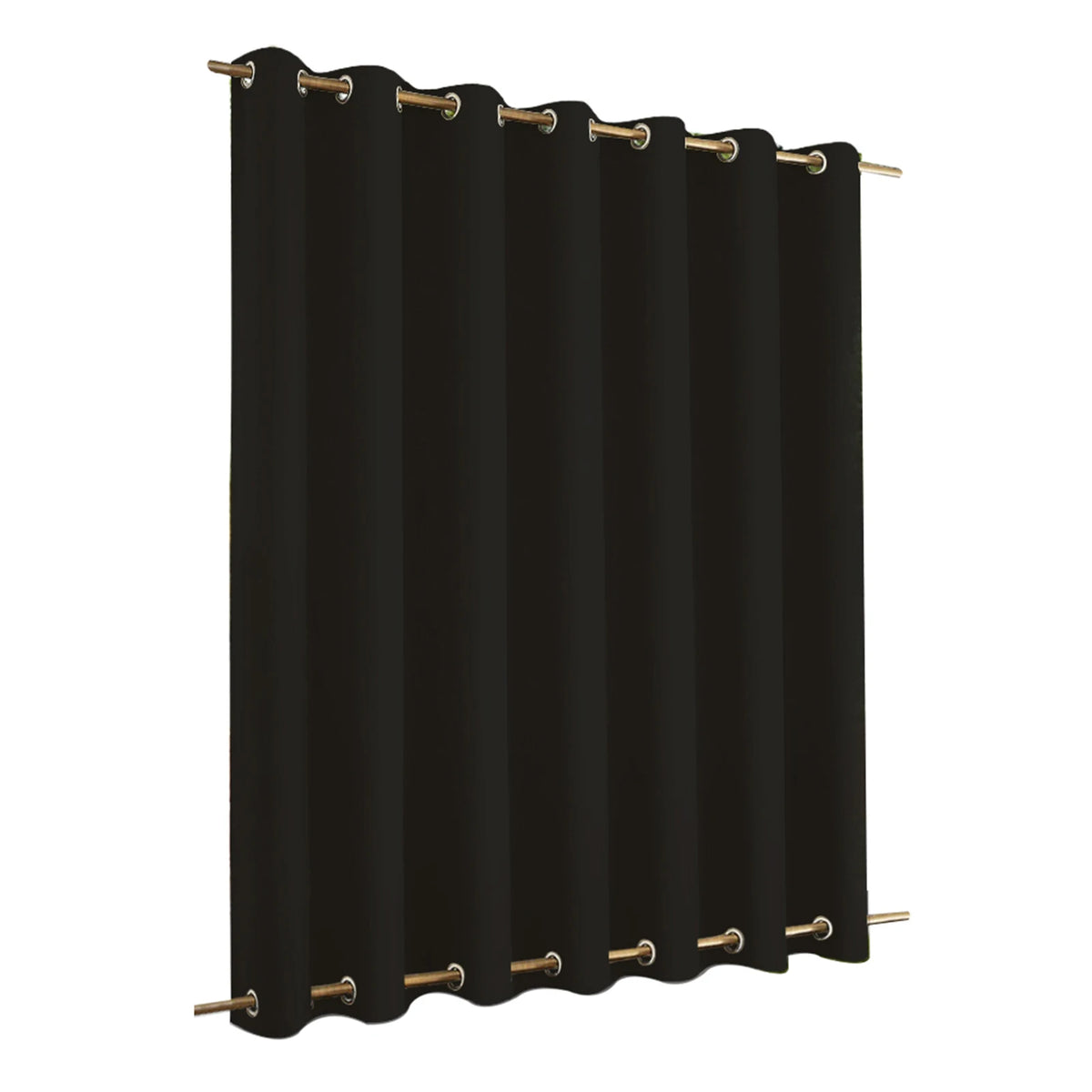 Rideau opaque noir élégant avec œillets métalliques, idéal pour bloquer la lumière et ajouter une touche moderne à votre intérieur. Accessoire de maison essentiel pour le salon ou la chambre, offrant intimité et style.