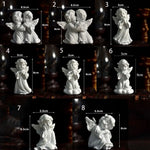 statuette ange résine blanche texture fine classique détails sculptés ornement