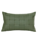 housse coussin vert olive motif géométrique contemporain polyester respectueux environnement coussin