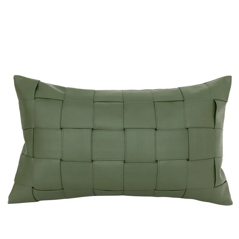 housse coussin vert olive motif géométrique contemporain polyester respectueux environnement coussin