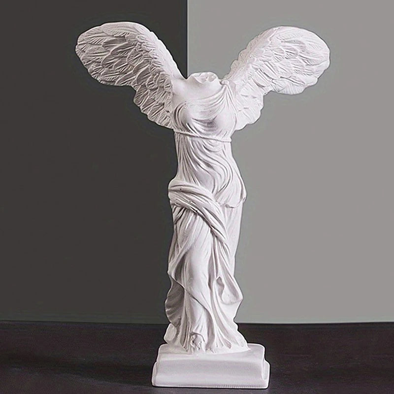 statuette victoire samothrace resine blanche ailes detaillees art grec antique deco