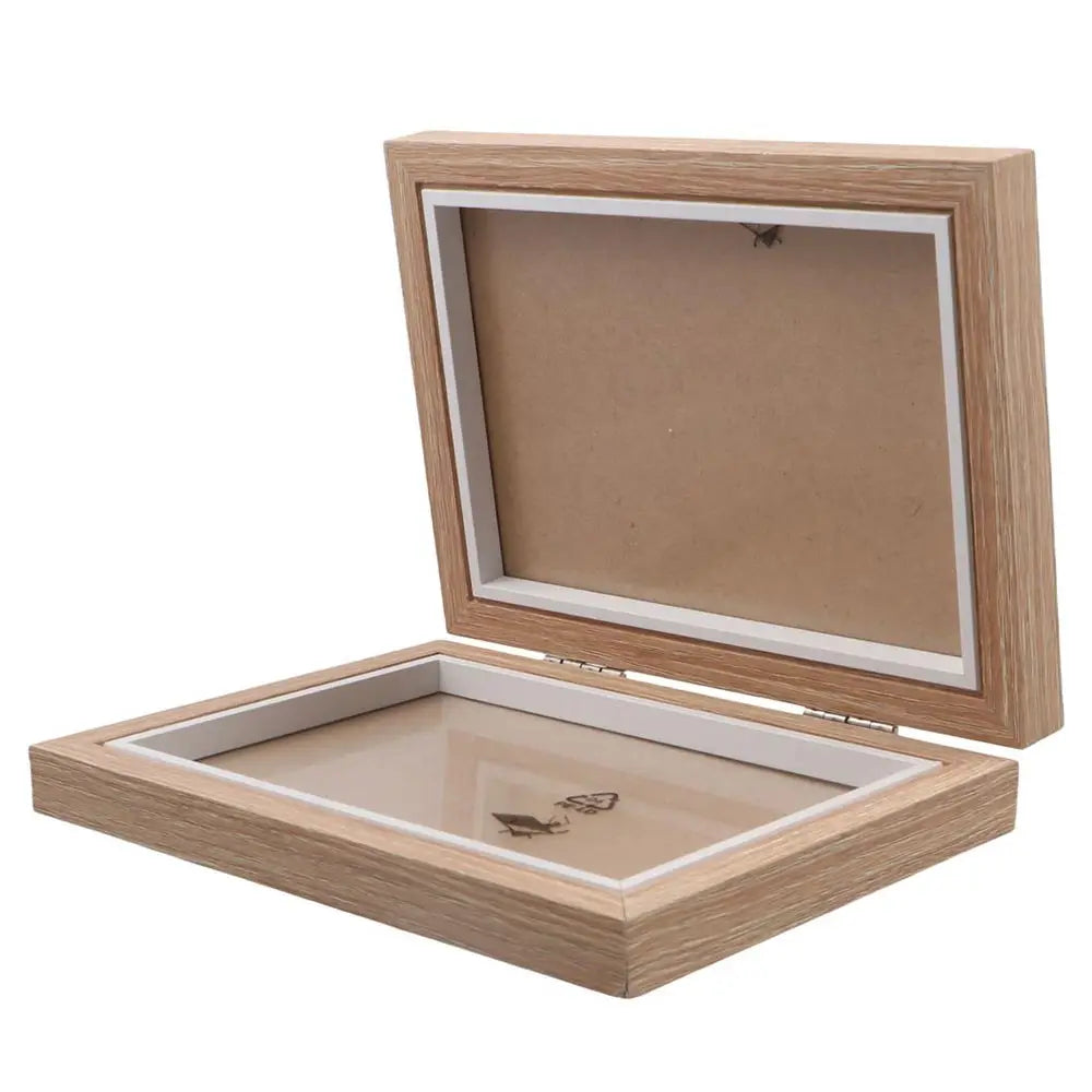 cadre photo pliable bois grainé beige portraits triptyque décoration champêtre