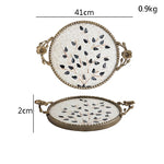 plateau rangement blanc noir mosaïque élégant poignées fleurs carreaux verres tasses decoration minimaliste
