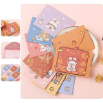 cartes postales kawaii dessins animés ours lapins colorées orange rose jaune bleu clair festive