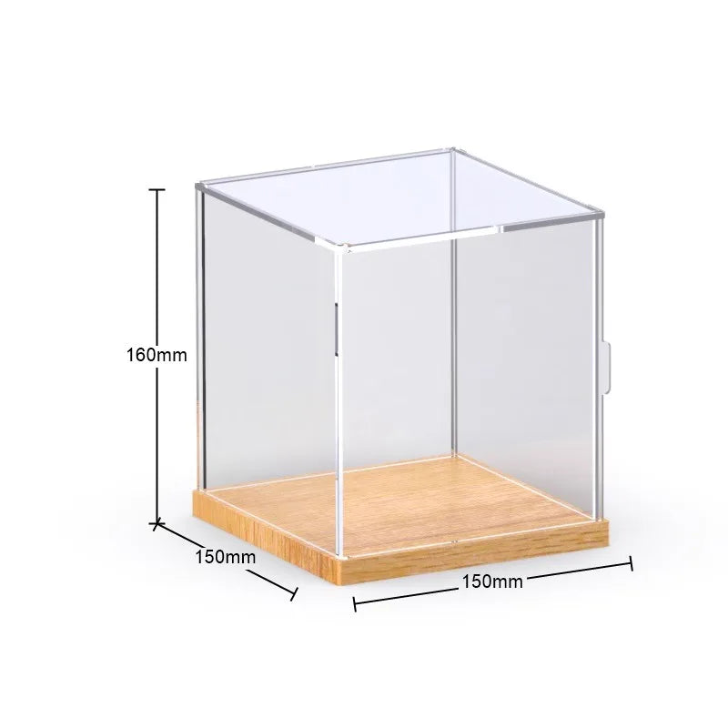 étagère figurines transparente moderne bois clair réutilisable pliable organisateur collection carrée respectueuse environnement minimaliste