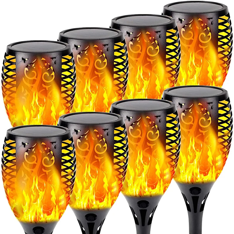 lumière solaire led flamme noire extérieure moderne jardin patio piscine