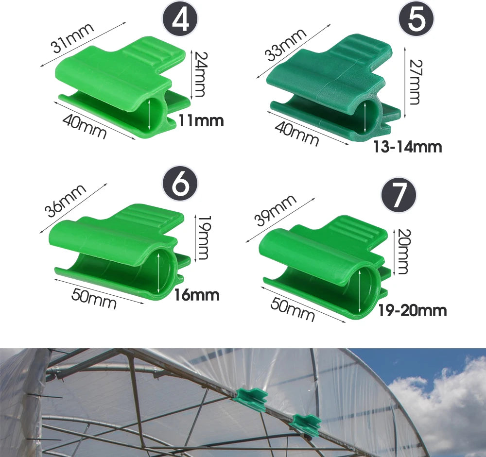 clips fixation plantes vertes pratique robustes 10 pièces opaques vert plat lisse clips support
