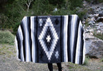 tapis multicolore aztèque triangles losanges franges ethnique portable pique nique voyage maison