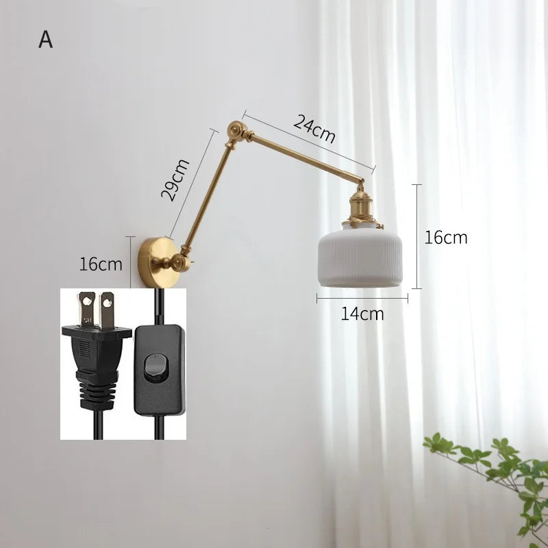 lampe murale moderne or blanc plissée cordon commande 29cm 16cm 24cm 14cm 30cm 17cm