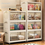 armoire rangement modulable pliable beige roulettes portes translucides jouets maison