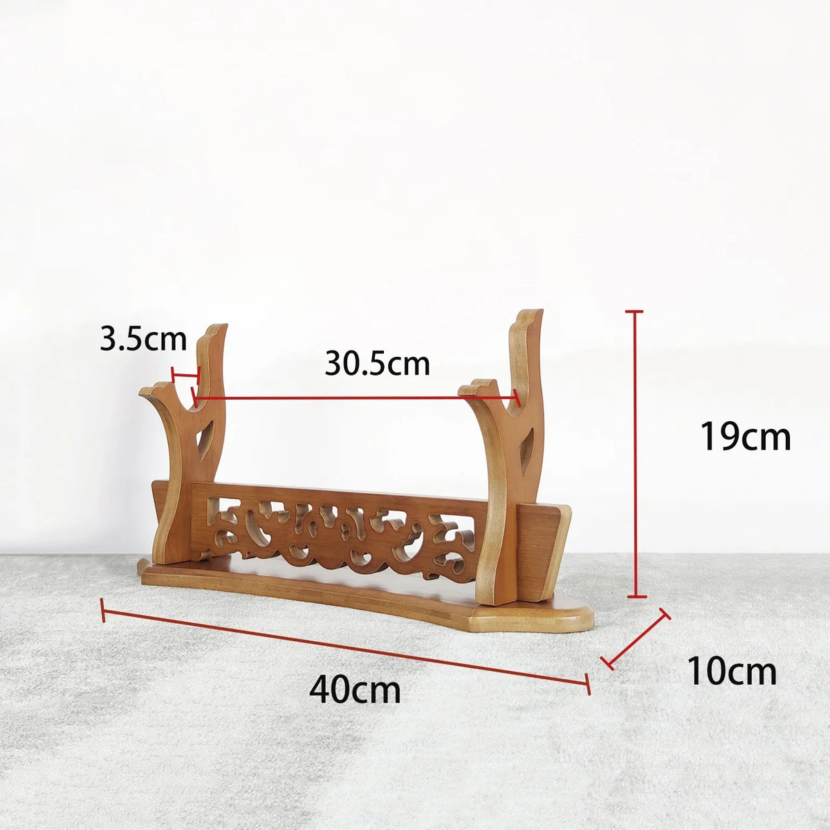 support étagère sabres bois sculpté motifs floraux moderne vis fixations noir