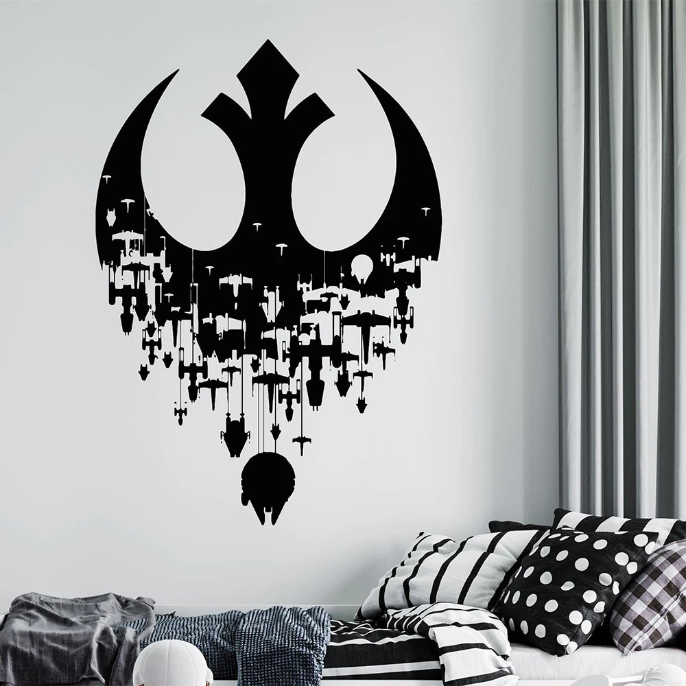 Autocollant mural avion gris clair taille moyenne