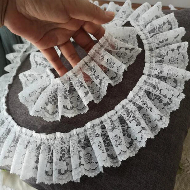dentelle décorative floral blanc noir 5.5cm bordure frangée romantique mariage