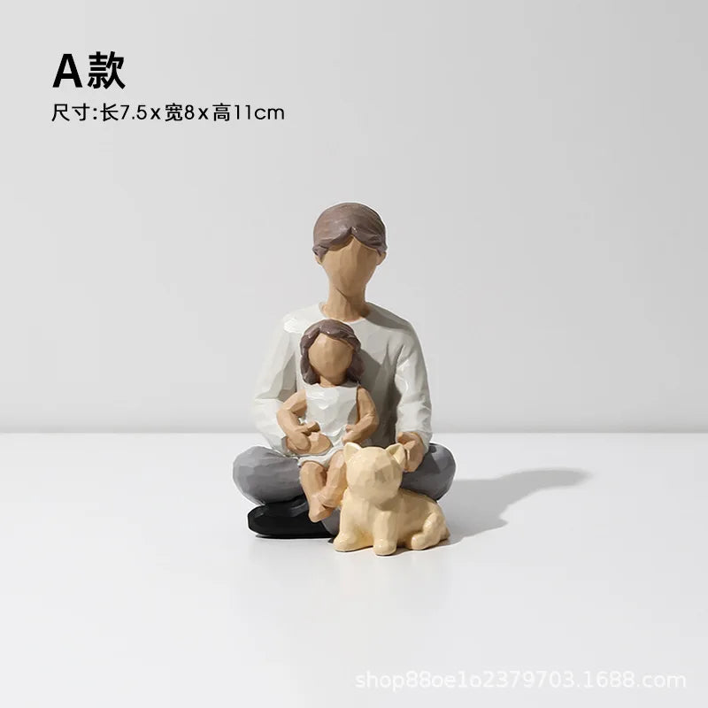 figurines familiales moderne résine blanche gris marron épurées minimaliste salon decoration