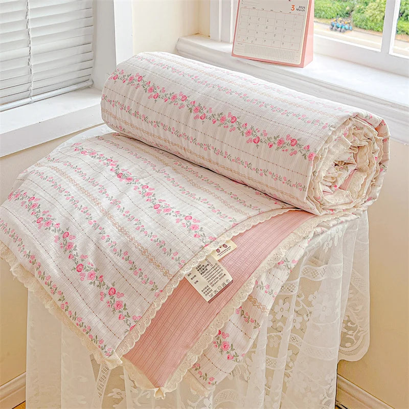 couette d'été imprimée floral vintage polyestère douce maison laver machine