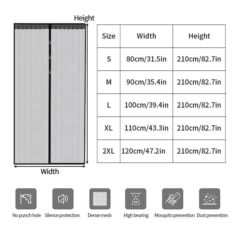 rideau porte magnétique noir maille fine opacité moderne velcro adhésive xl