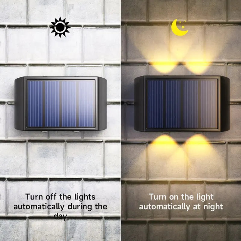 applique murale solaire led noir bleu moderne panneau solaire adhésifextérieur minimaliste lumière chaude