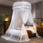 rideau lit enfant unisexe polyester coton rose vert blanc bleu violet translucide franges décoratives