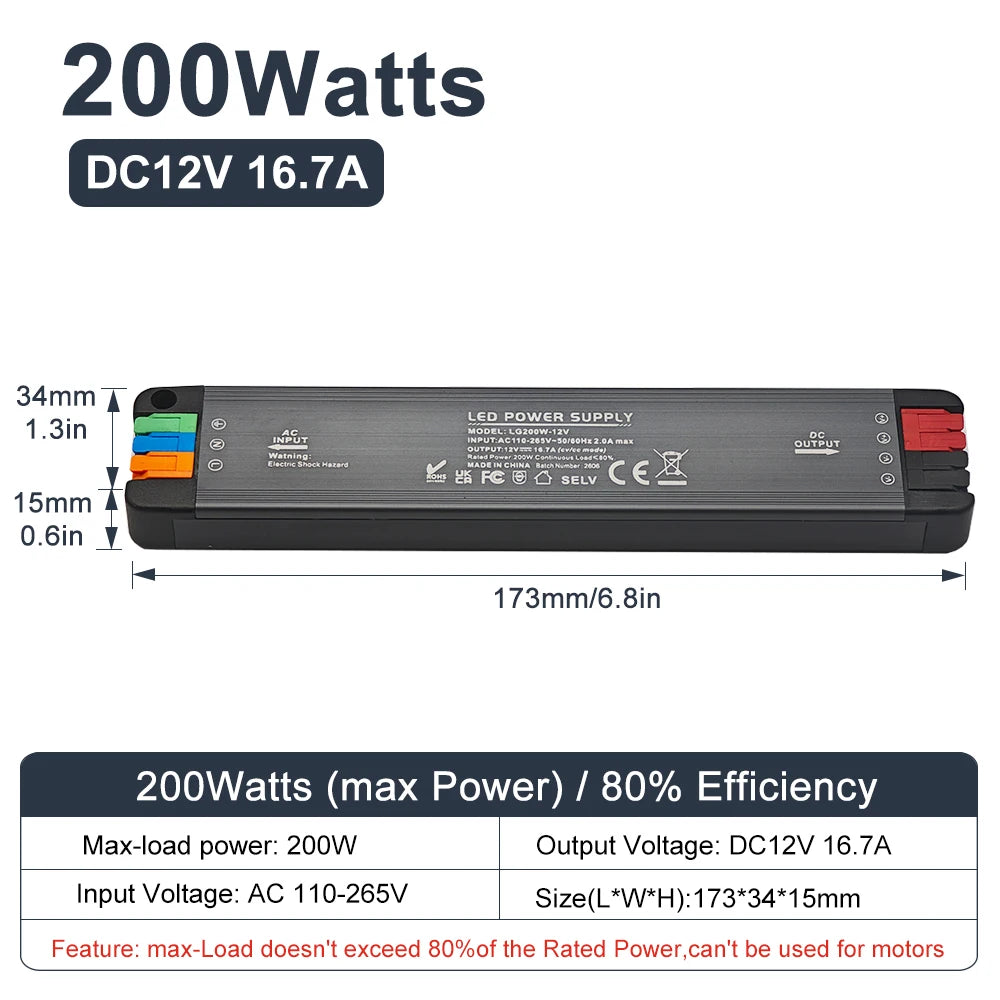 alimentation led 12v 24v 36w 65w 100w 200w clips noir moderne