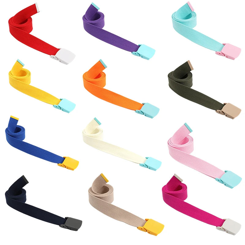 ceintures enfant toile rouge violet bleu clair jaune rose blanc beige