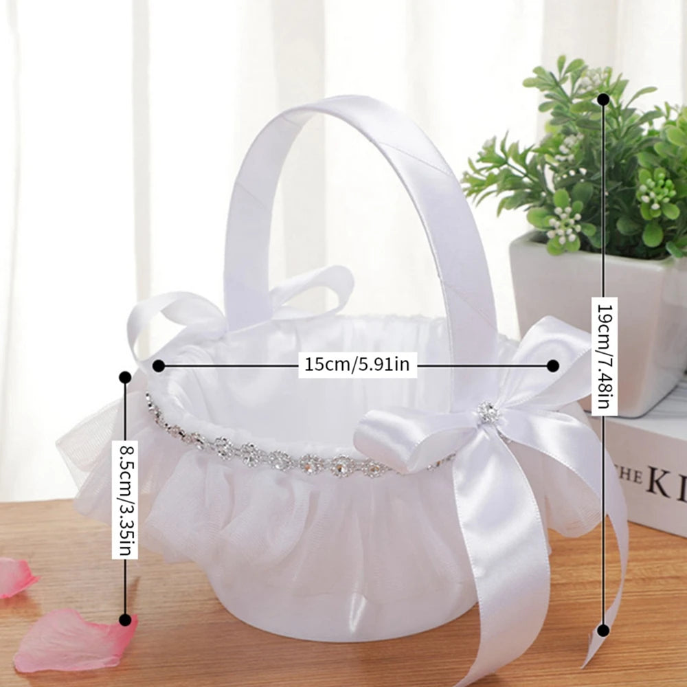 panier mariage blanc tulle plissé rubans satin strass nœuds élégant romantique festif