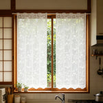 rideau floral japonais dentelle polyester translucide cadre bois chambre cuisine